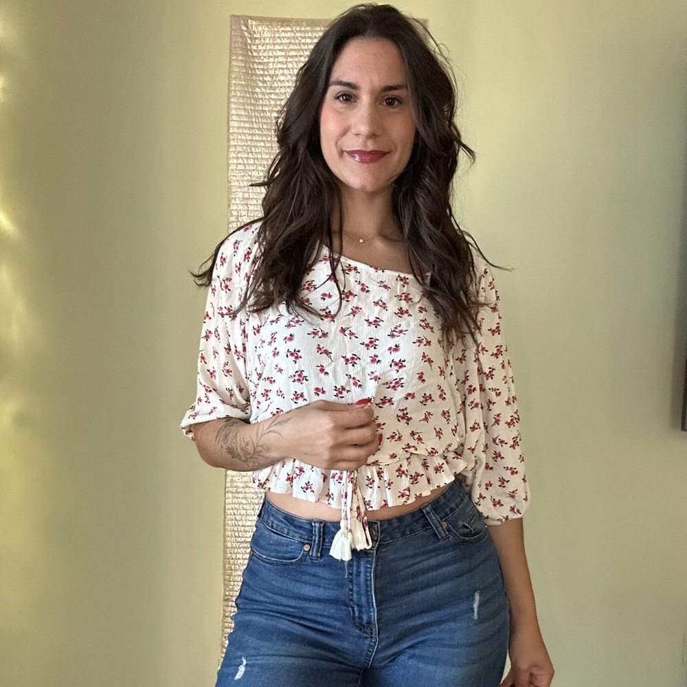 Oversized Floral Crop Top
